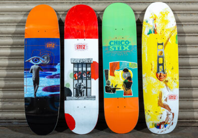 Skateboard decks with Original Collage art by J. garcia