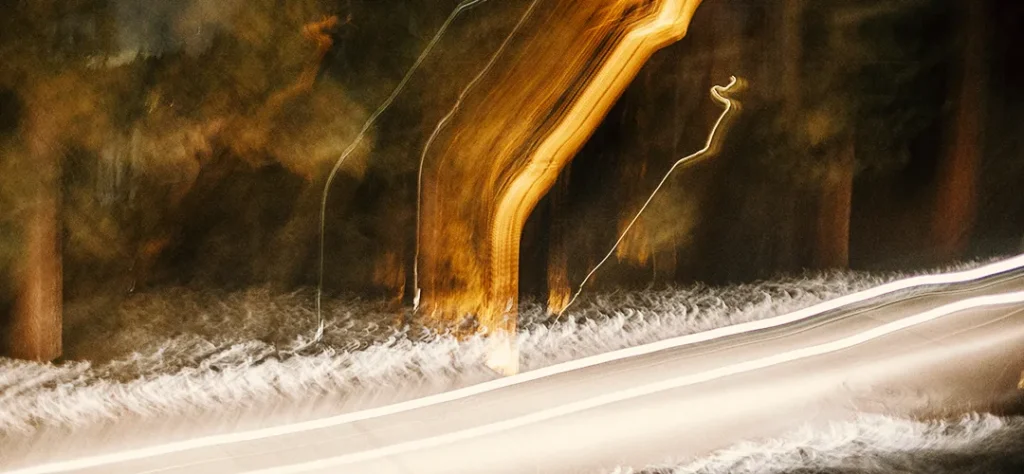Abstract Image of a snowing night in big bear mountain.