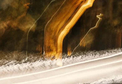Abstract Image of a snowing night in big bear mountain.
