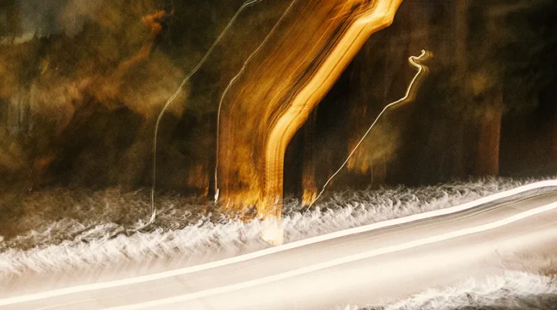 Abstract Image of a snowing night in big bear mountain.